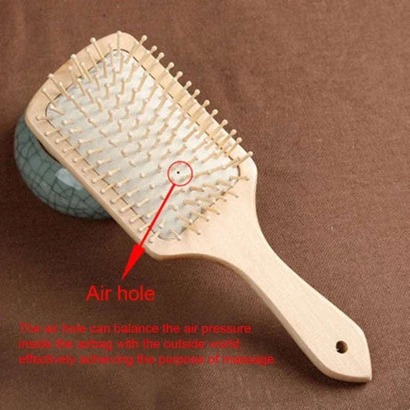 Wood Comb Professional Healthy Paddle Cushion Hair Loss Massage Brush Hairbrush Comb Scalp Hair Care Healthy bamboo comb Zpaxo