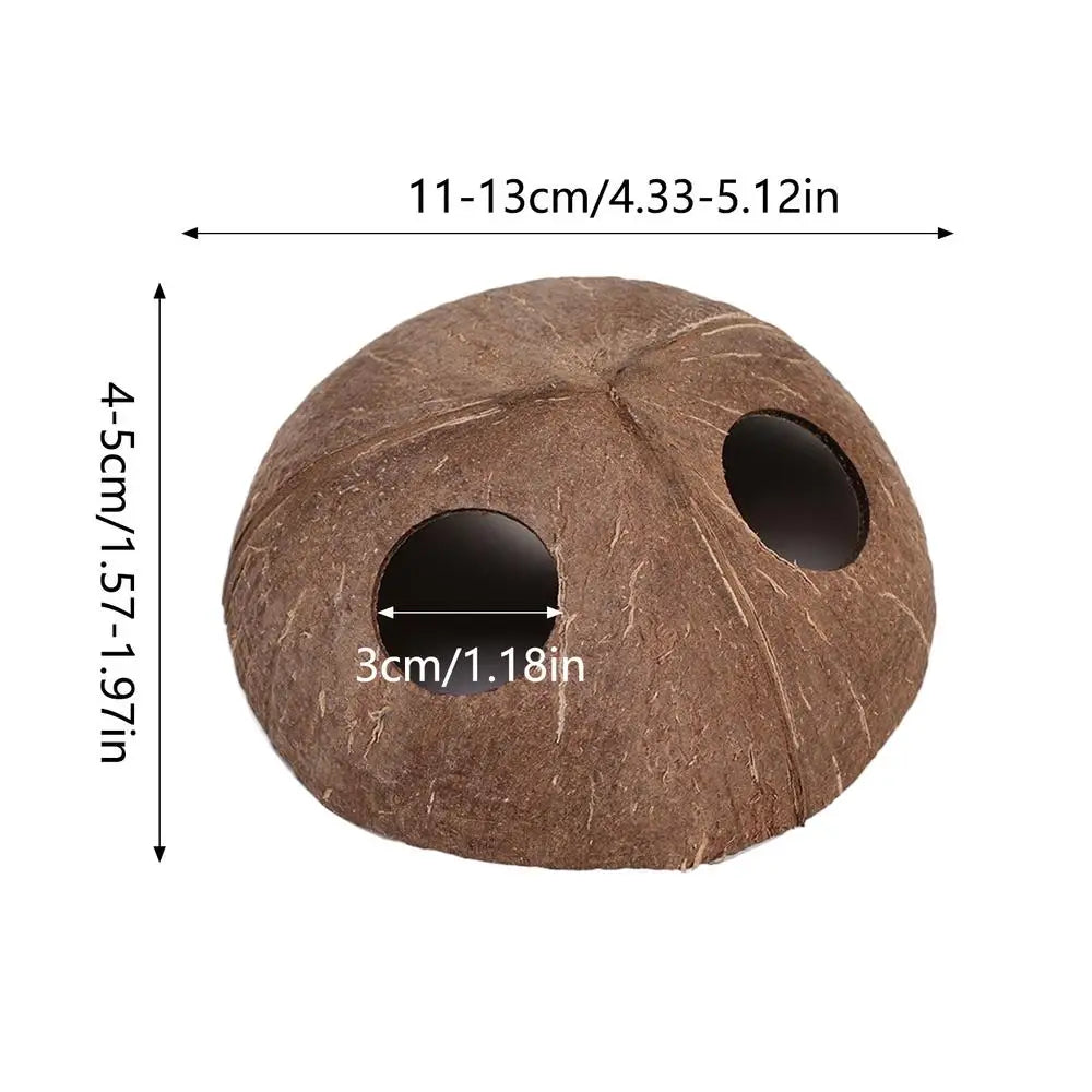 Reptile Shelter Coconut Cave Turtle Coconut Cave Reptile Hiding Cave Natural Coconut Shells Turtle Aquarium Hide House Decor Zpaxo 1PC