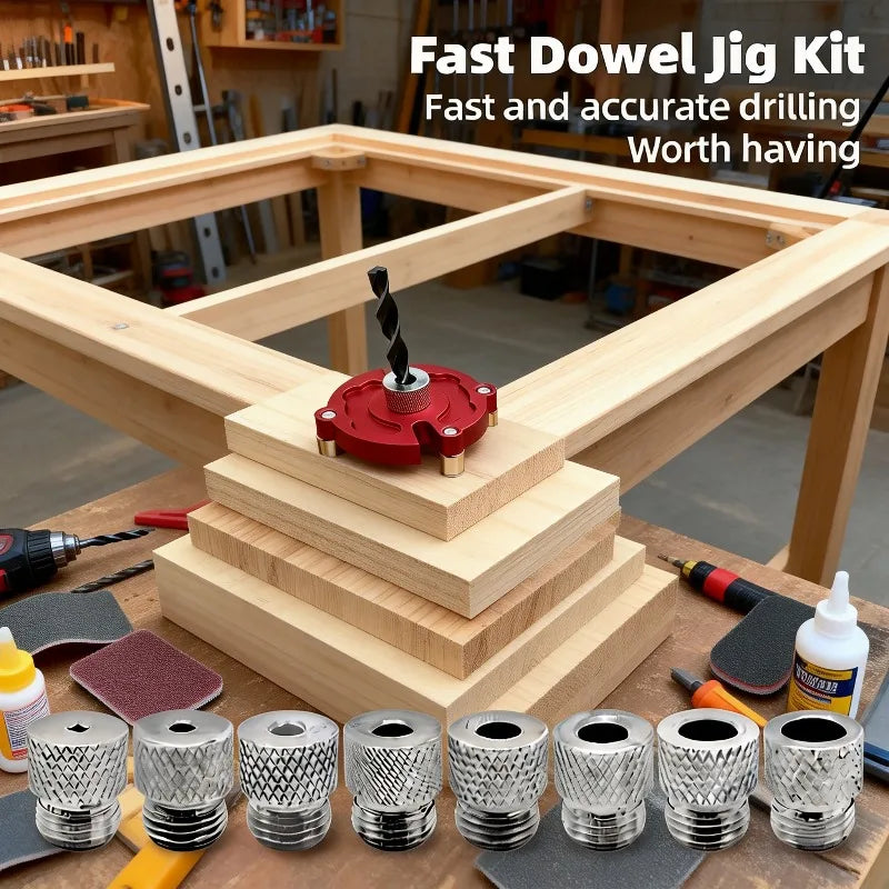 Self-Centering Dowel Jig – 8-Size Wood Drill Guide