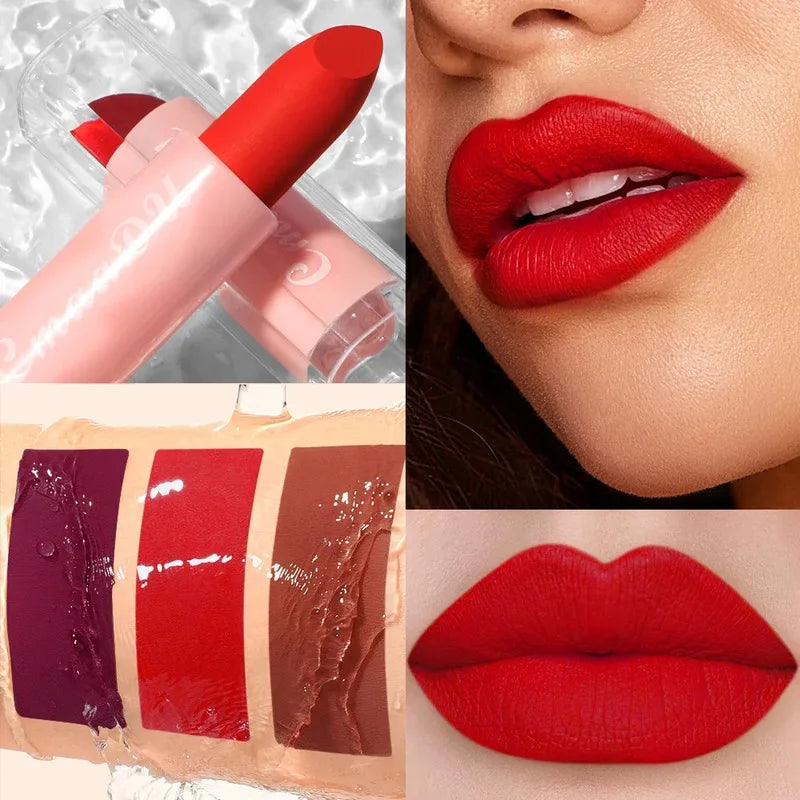 1 Pcs Matte Lipstick Velvet Matte Lipstick Long-Lasting Non-Stick Cup Waterproof Moisturizing Lip Gloss Fashion Classic Shades Zpaxo