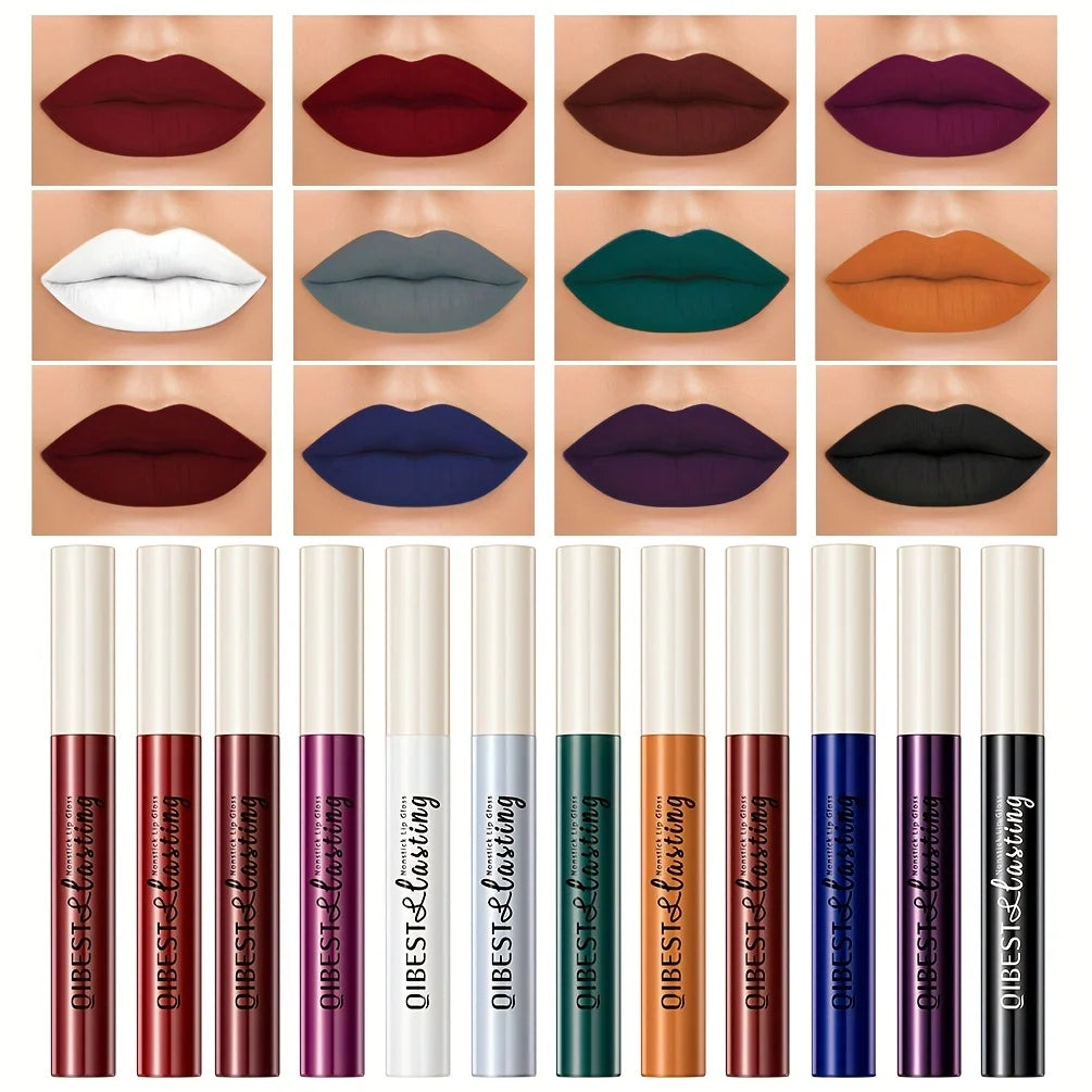 24 Colors Matte Lip Gloss, Long-Lasting, Smudge-Proof, Non-Sticky Lip Stain Valentine's Day Gifts, Ideal For Mardi Gras Zpaxo