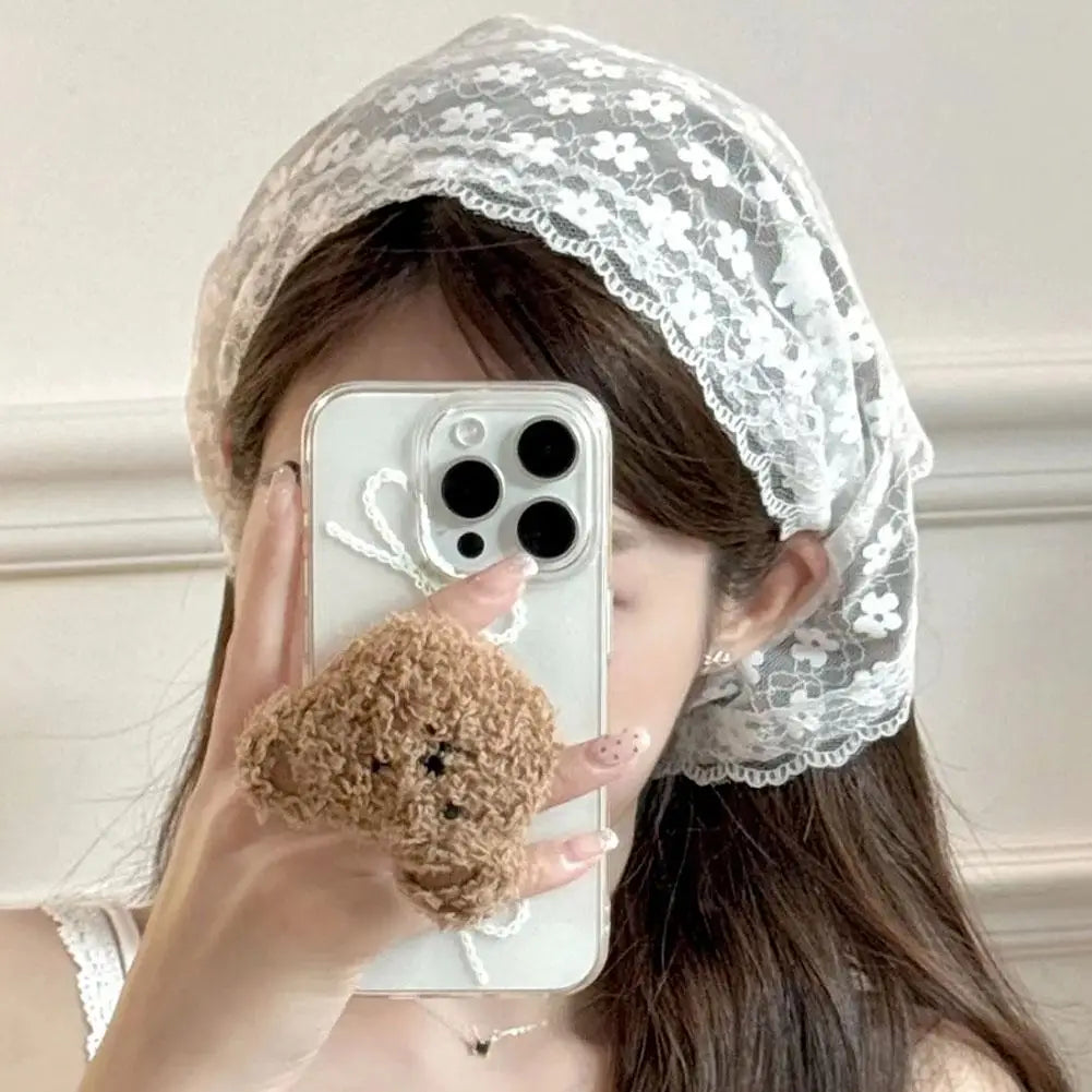 Retro Floral Lace Head Wrap Scarf | Women's Triangle Headscarf Lace Head Wrap Scarf Zpaxo