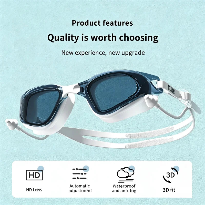 Swimming Goggles Ear Plugs Silicone Swim Cap Anti Fog UV Protection Zpaxo