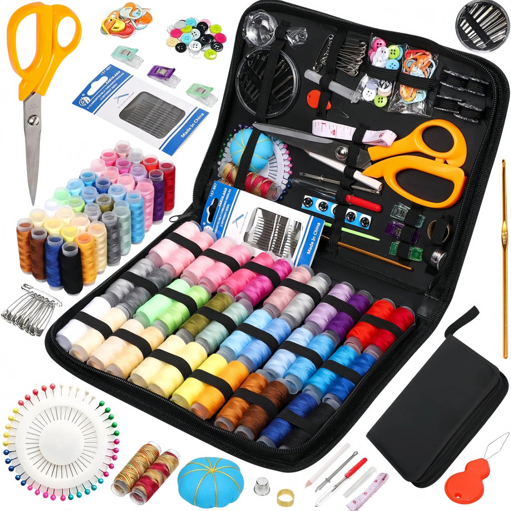 Sewing Kit Complete Set with Threads Needles Scissors Tape Measure Buttons and More for DIY Handcraft Projects Home and Travel Zpaxo 205 pcs