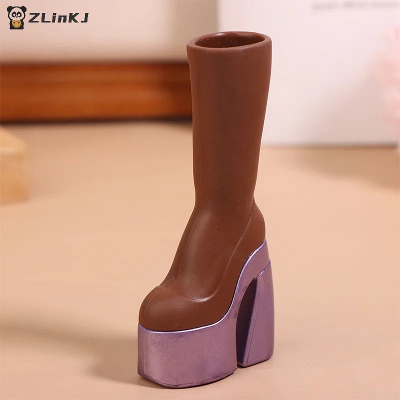 ▶Mini Doll Simulation High Heel Boots Doll Dress UP Accessories Dolls House Clothes Decoration For Girls Pretend Play Toys Zpaxo