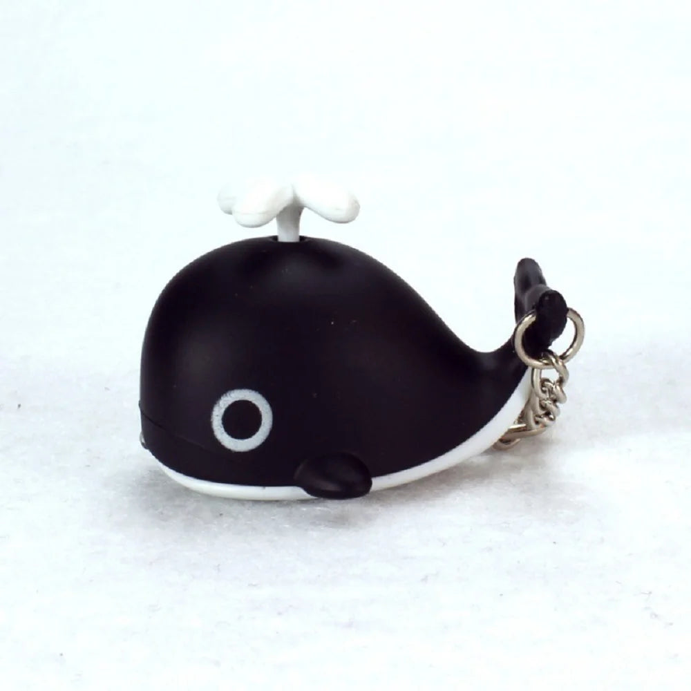 Creative Sounds Light Sea Whale Keychain with Sound Flashlight LED Whale Keyring Cartoon Luminous Animal LED Keychain Small Gift Zpaxo Black