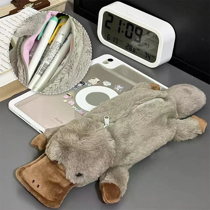 Pleasant Platypus Pen Storage Makeup Case Plush Writing Tool Pouch Zpaxo