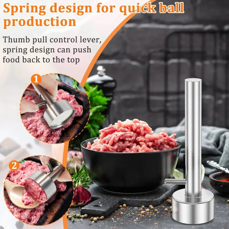 Kitchen Stainless Steel Nonstick Meatball Machine Meatball Maker Large Falafel Ball Making Scoop Mold Meat Pressing Gadgets Tool Zpaxo