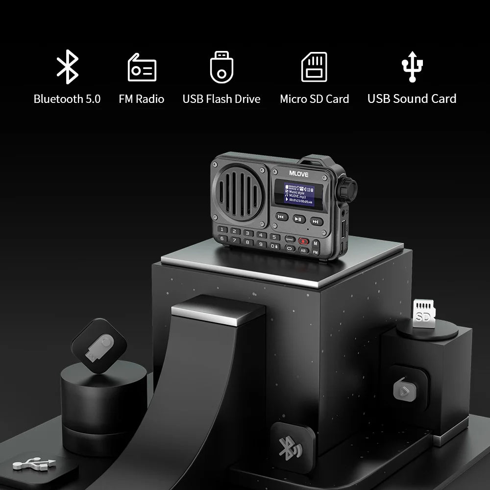 MLOVE BV800 Super-Portable Bluetooth Speaker with FM Radio,LCD Screen Display, Antenna, AUX Input, USB Disk, TF Card, MP3 Player Zpaxo
