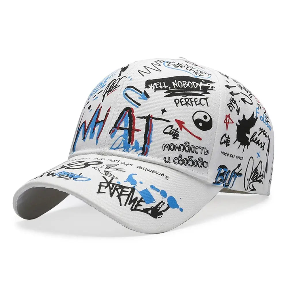 Casual Hip Hop Baseball Cap Print Letter Graffiti Sun Hat Adjustable Outdoor Snapback Hat for Men Women Zpaxo