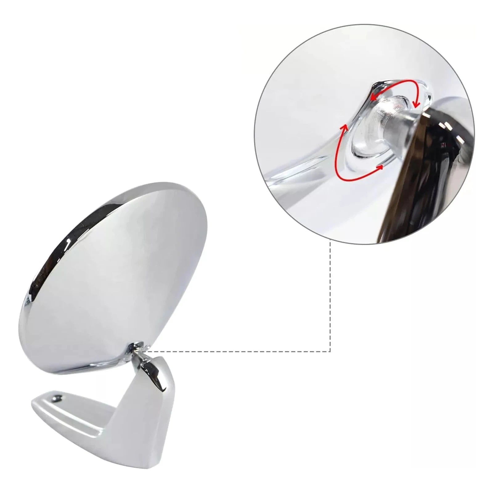 1 Pair Chrome Polished Outside Door Rearview Mirror Replacement Parts