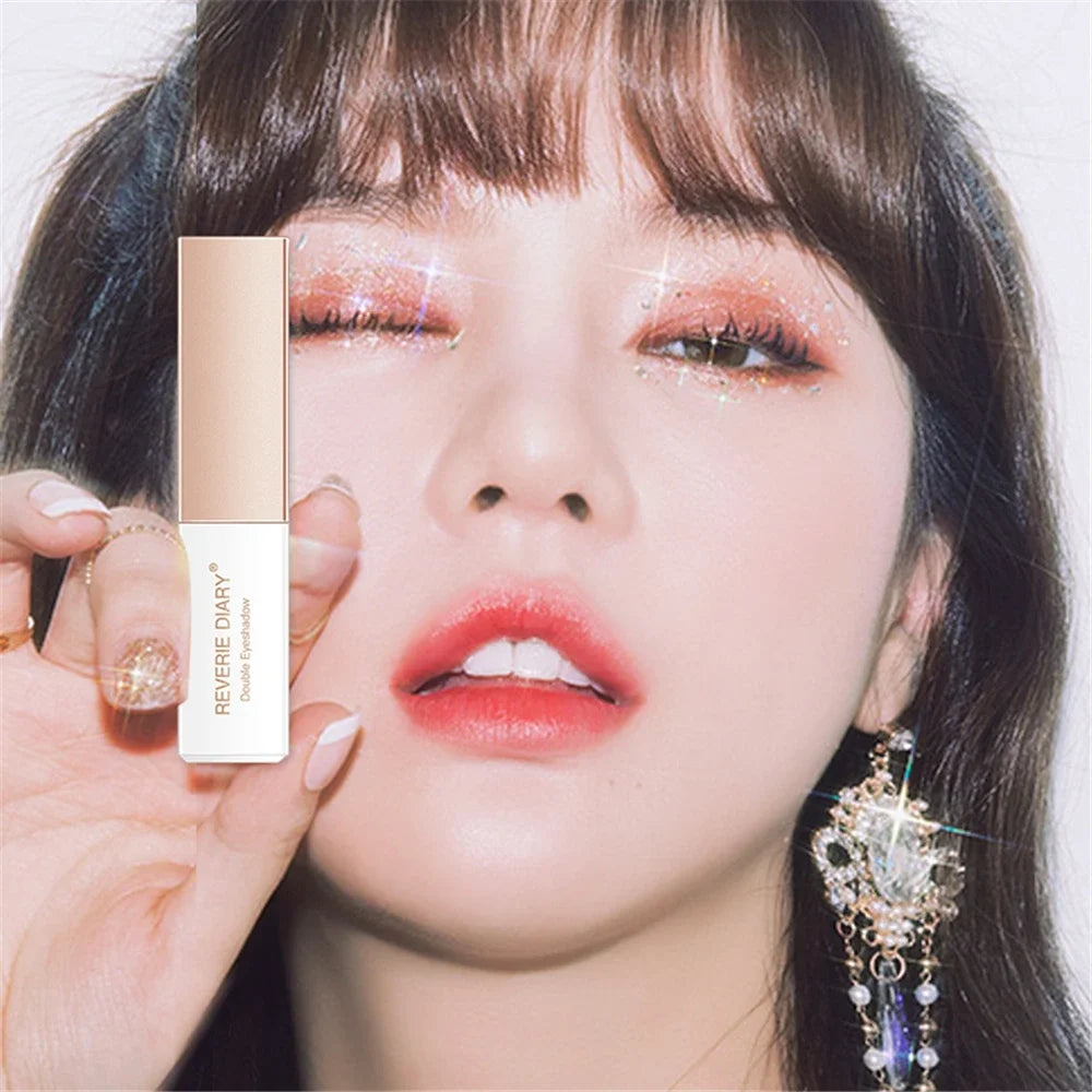 1Pcs Professional 2 In 1 Double Color Gradient Velvet Eye Shadow Stick Lazy Makeup Waterproof Lasting Shimmer Metallic Eyeshadow Zpaxo