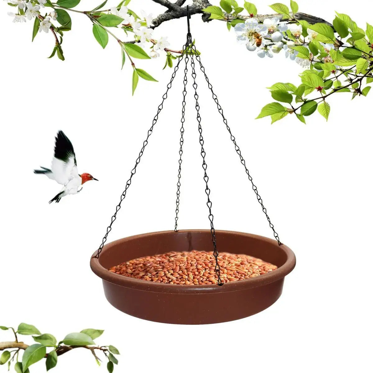 Outdoor Hanging Bird Feeder Bath Tray Plastic Water Drinker Garden