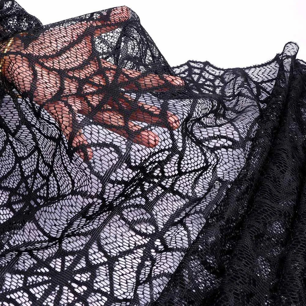 Halloween Decoration Black Spider Web Tablecloth Lace Table Runner
