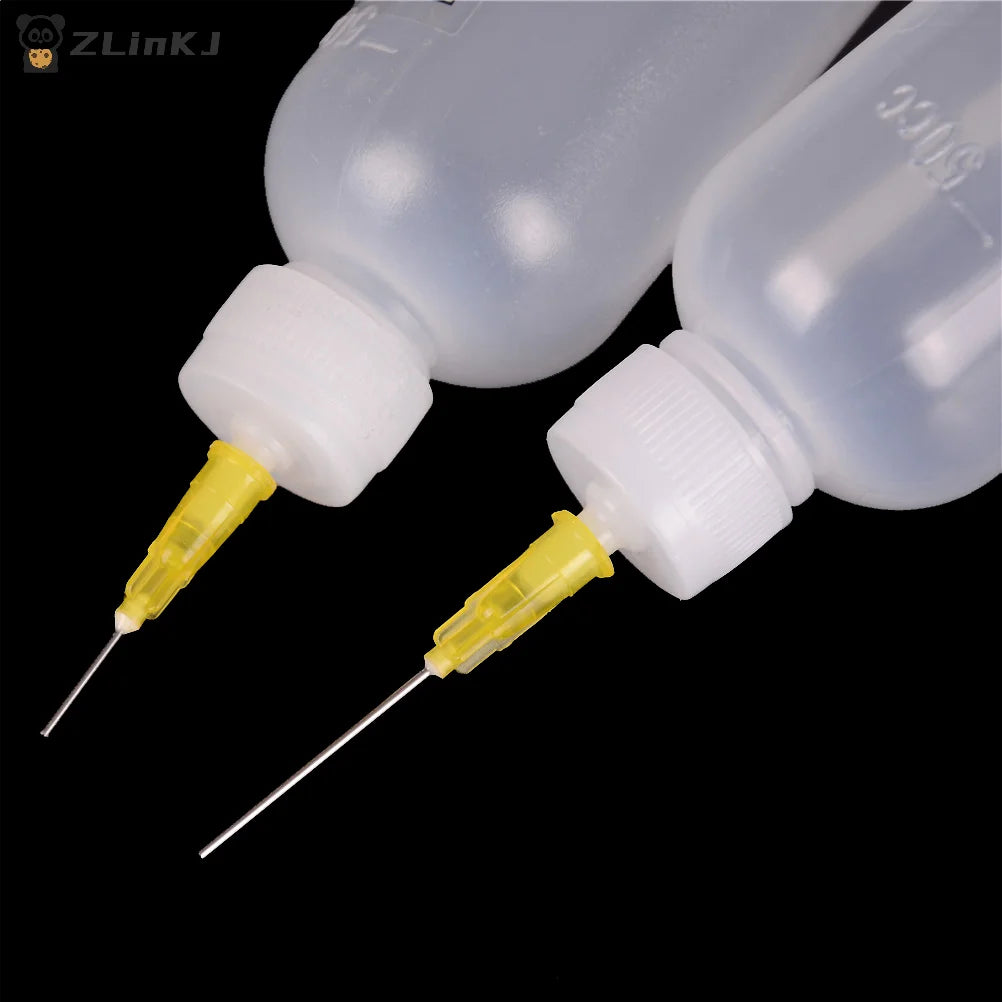 ▶1Pcs 50CC Needle Dispensing Bottle Plastic Alcohol Bottle Long/Short Needle 50ML Capacity For Dispenser Rosin Solder Flux Paste Zpaxo