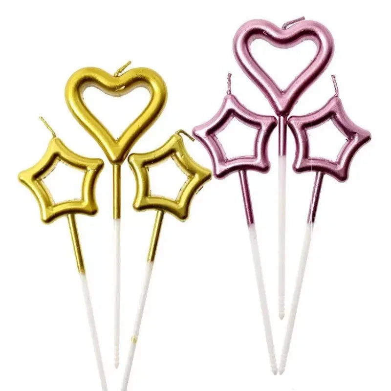 3-Piece Heart Star Candle Wedding Birthday Cake Decorative Candles