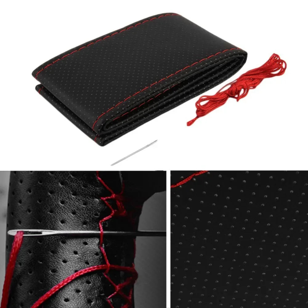 DIY Car Steering Wheel Braid Cover Fiber Leather Needle Skidproof