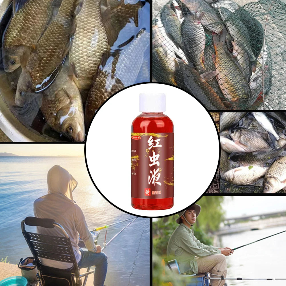 Concentrated Fish Bait Additive Multipurpose Strong Fish Attractant Promote Appetite Red Worm Additive for Trout Cod Carp Bass Zpaxo