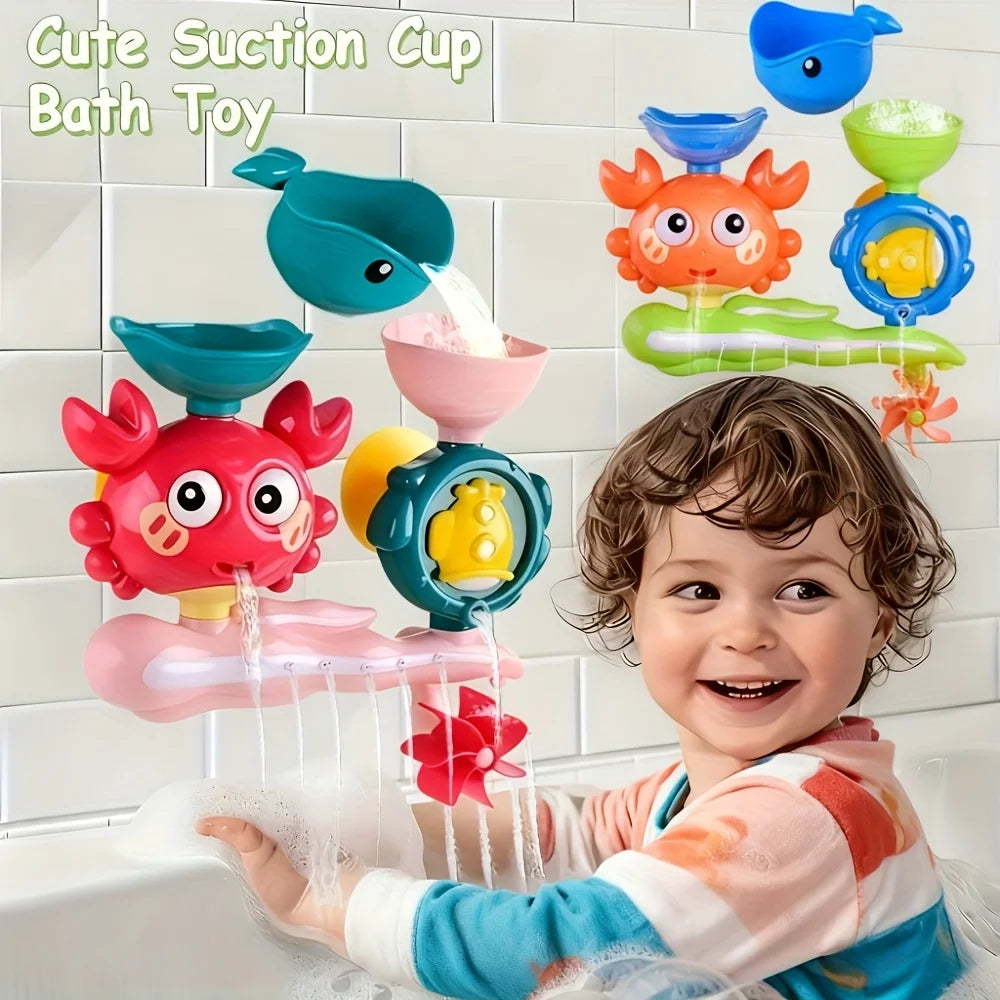 Interactive Bath Toy Rotating Water Wheel Suction Cup Non-toxic ABS
