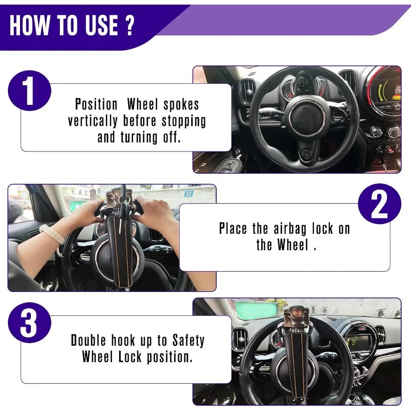 Foldable Steering Wheel Lock | Anti-Theft Car Security Device