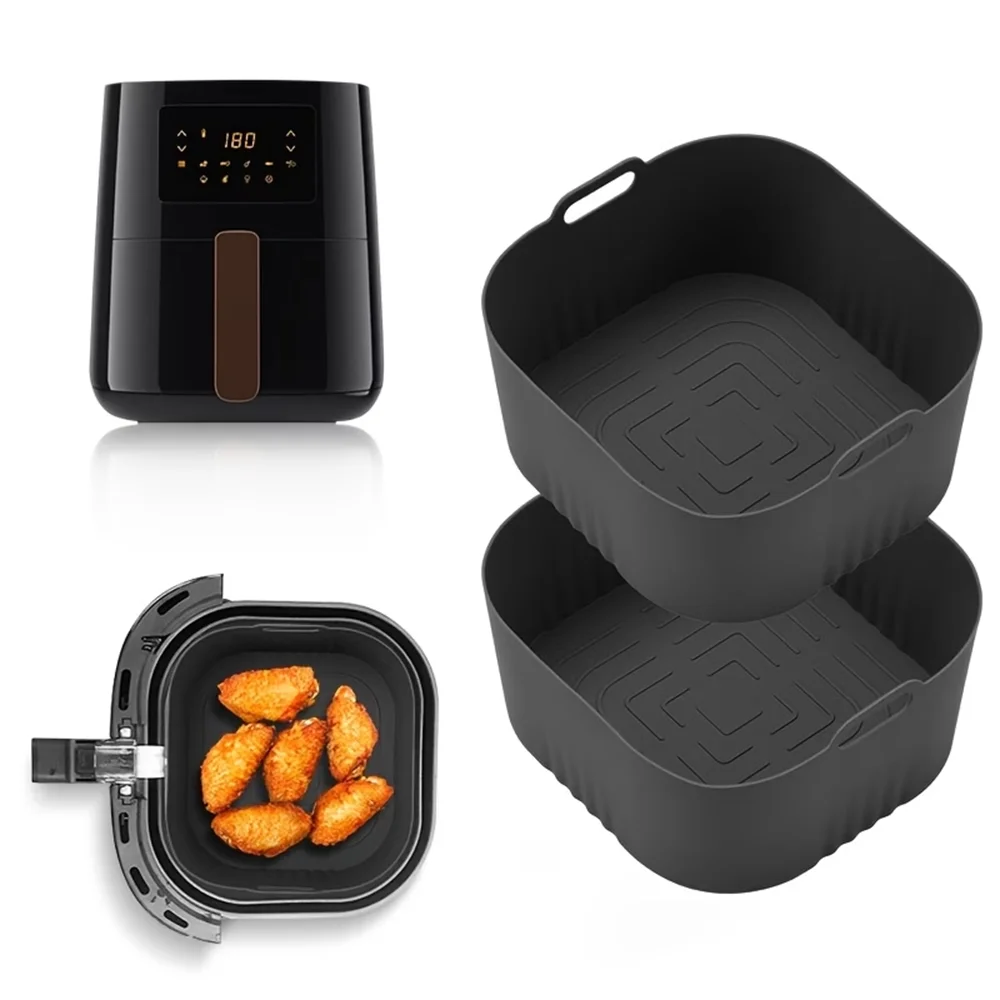 Reusable Square Air Fryer Silicone Baking Tray Bread Pan Mat Cake Zpaxo
