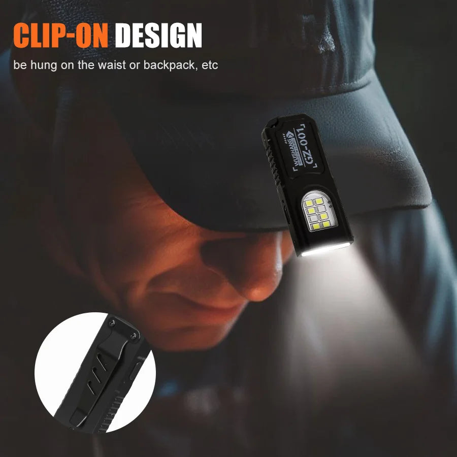 Mini COB LED Keychain Flashlight – USB-C Rechargeable, 5 Modes LED Keychain Flashlight Zpaxo