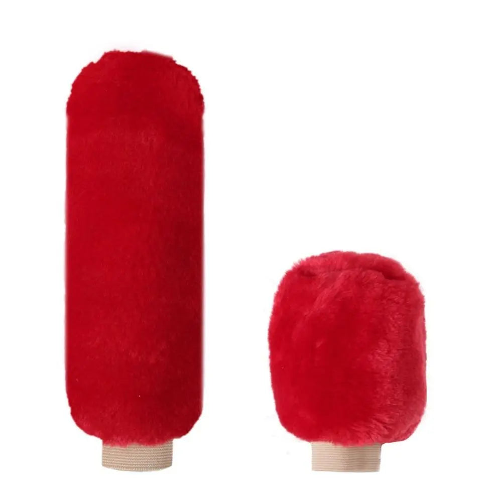 1 Pair Soft Plush Handbrake Cover Warm Thickening Car Solid Grip Zpaxo red