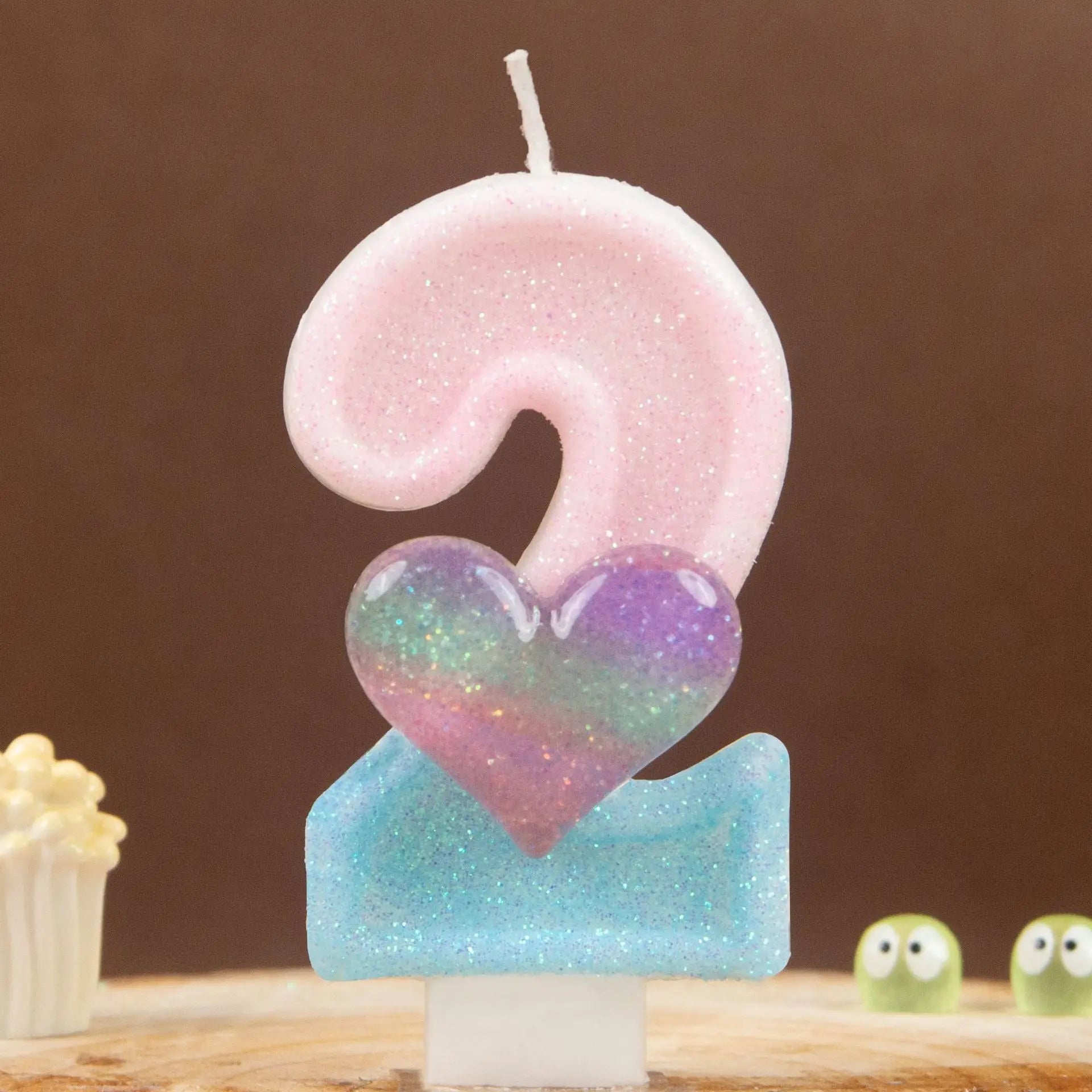 0 1 2 3 4 5 6 7 8 9 Pink Blue Gradient Glitter Heart-shaped Number