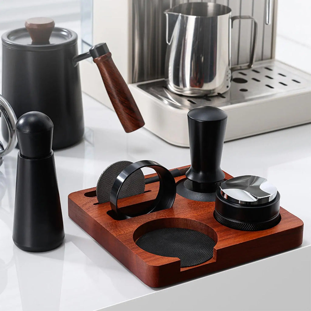 Coffee Tamper Set 7 Pieces Professional Ergonomic Anti-Slip Coffee Distributor Accessories Kit for Home Kitchen Studio Bar Zpaxo