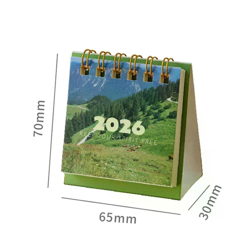 2026 Landscape Mini Desk Calendar Creative Coil Calendar Planner Desktop Ornament Decoration Office Stationery Zpaxo