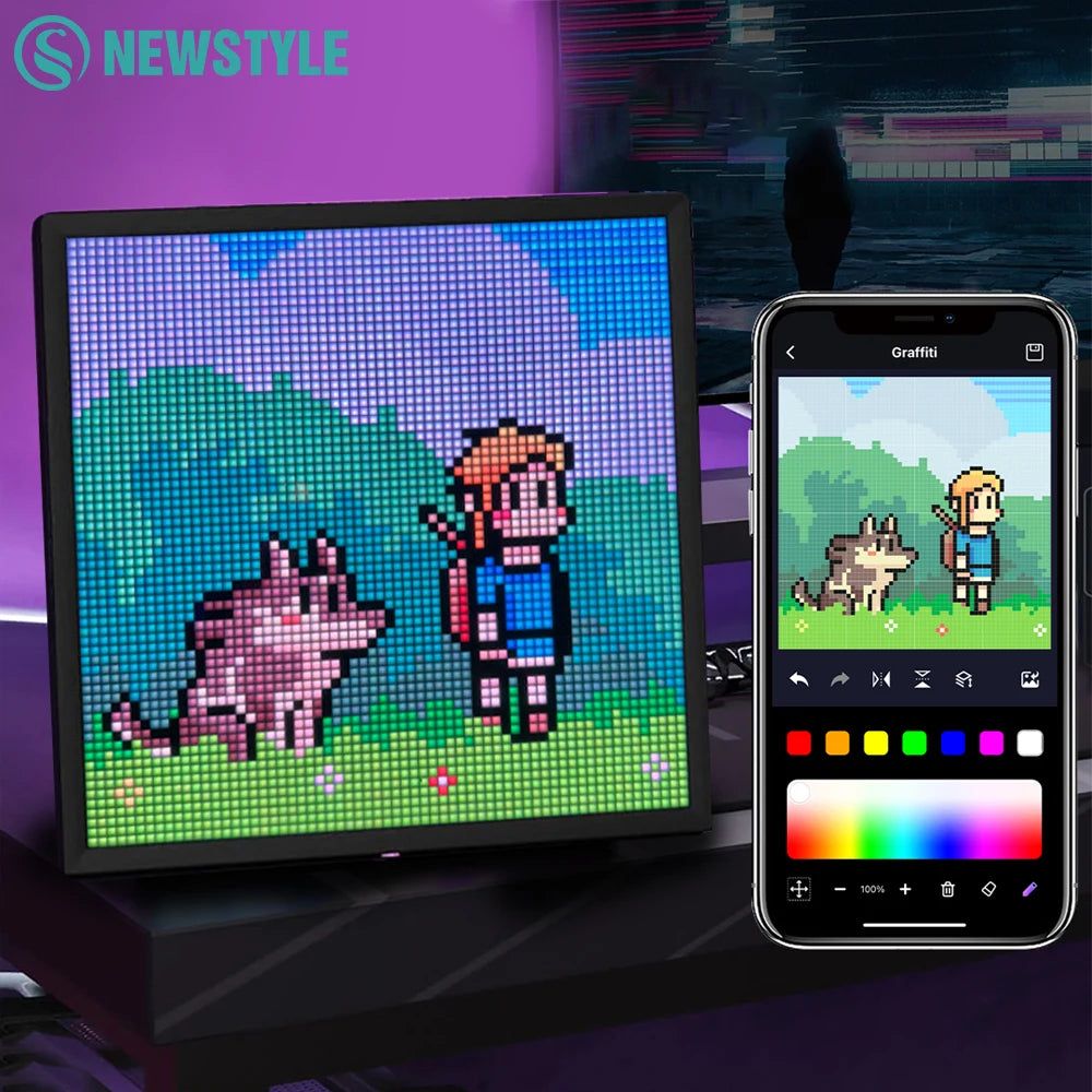 LED Pixel Display 64x64 RGB LED Matrix Panel Programmable Pixel Art Display with Bluetooth APP Control Creative Pixel Screen Zpaxo