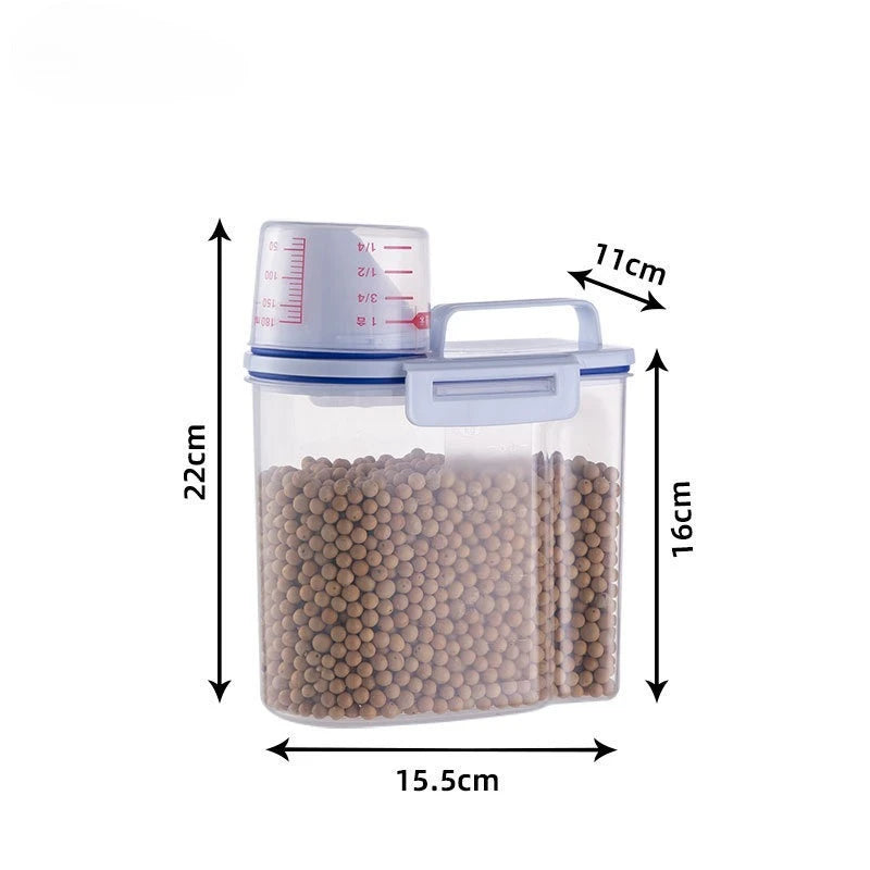 Freshness Lock Tank Pet Food Storage Measuring Cup Stop Waste