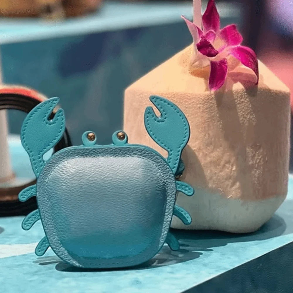 Cartoon Crab Coin Purse Keychain Cute Small Purse Crab PU Leather Pendant Zipper Backpack Hanger Earphone Bag Outdoor Zpaxo