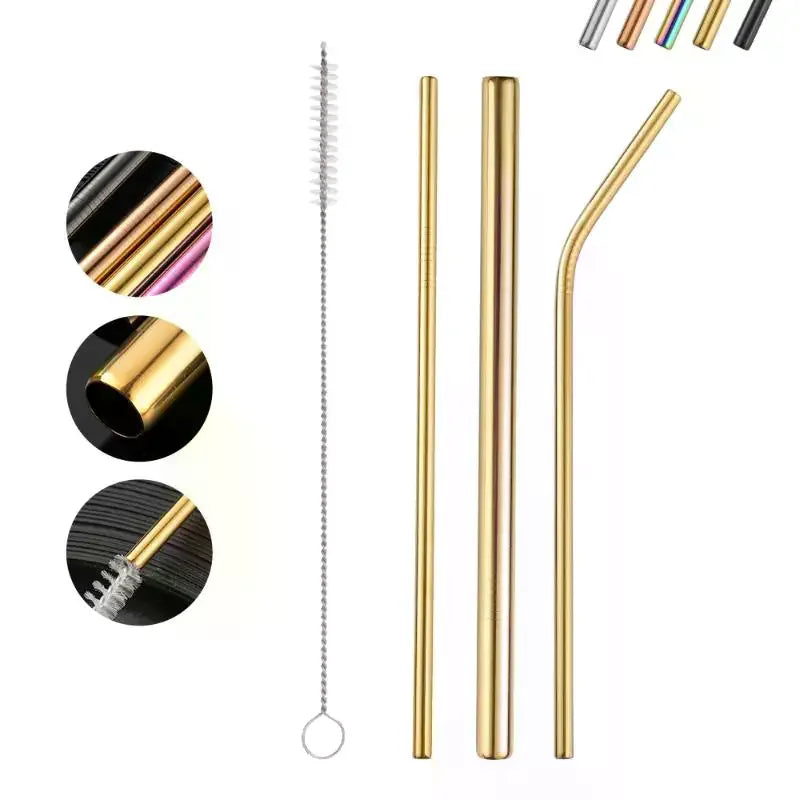 Stainless Steel Straw Reusable Metal Drinking Cleaner Brush Home Zpaxo
