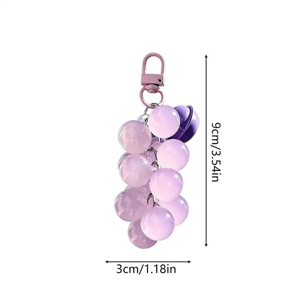 Grape Keychain UV Detector Changing Beads Cute Purse Charm Car Key