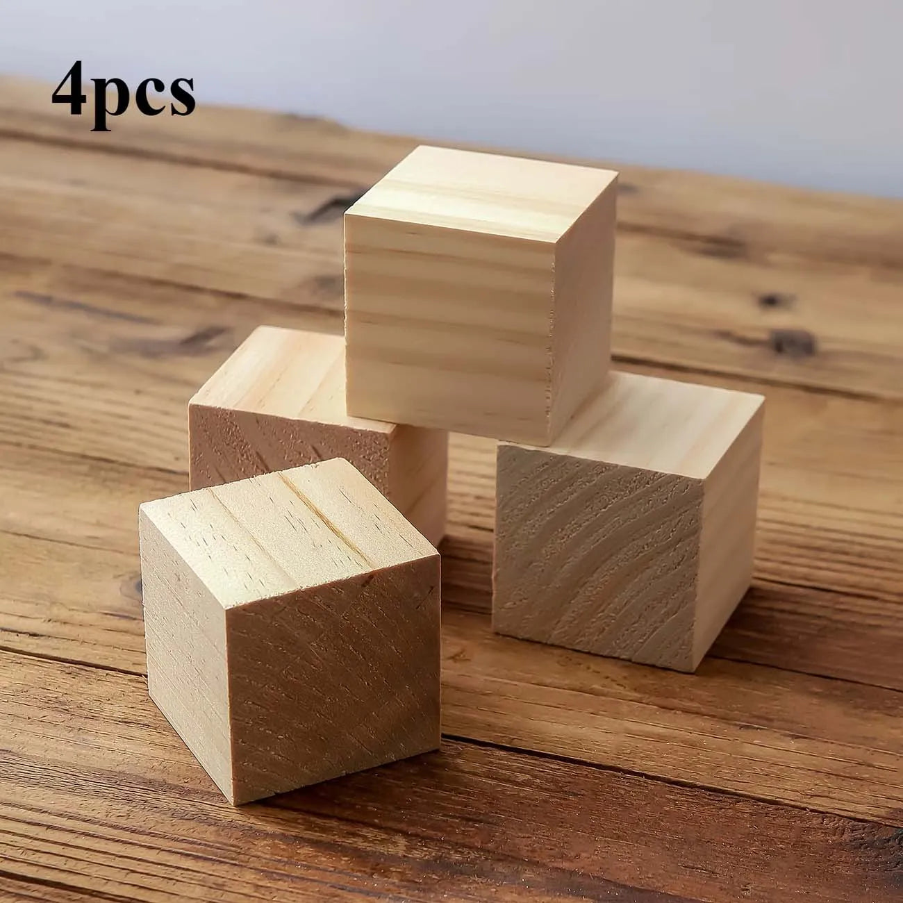 4-Pack 4CM Wood Cube Blocks – DIY Craft, Painting & Models Wood Craft Blocks Zpaxo