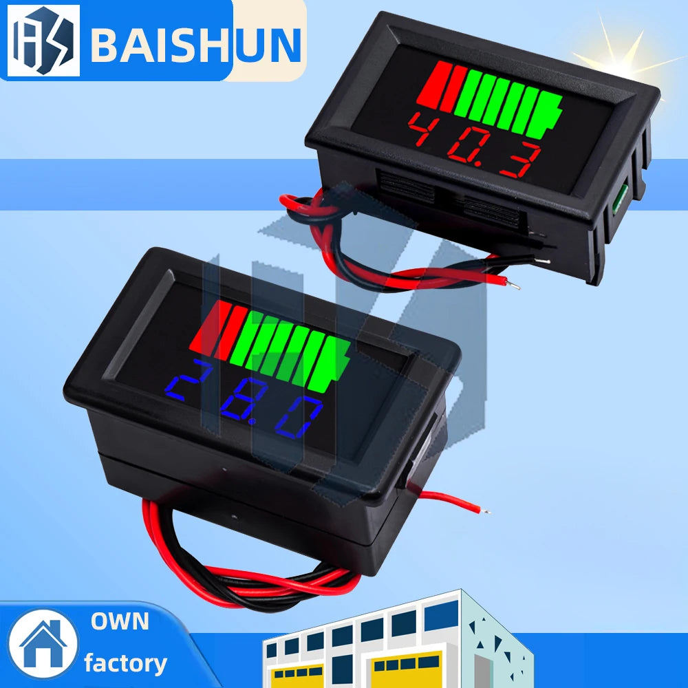 12V-60V Waterproof Battery Capacity Meter Blue LED Vehicle Level Zpaxo