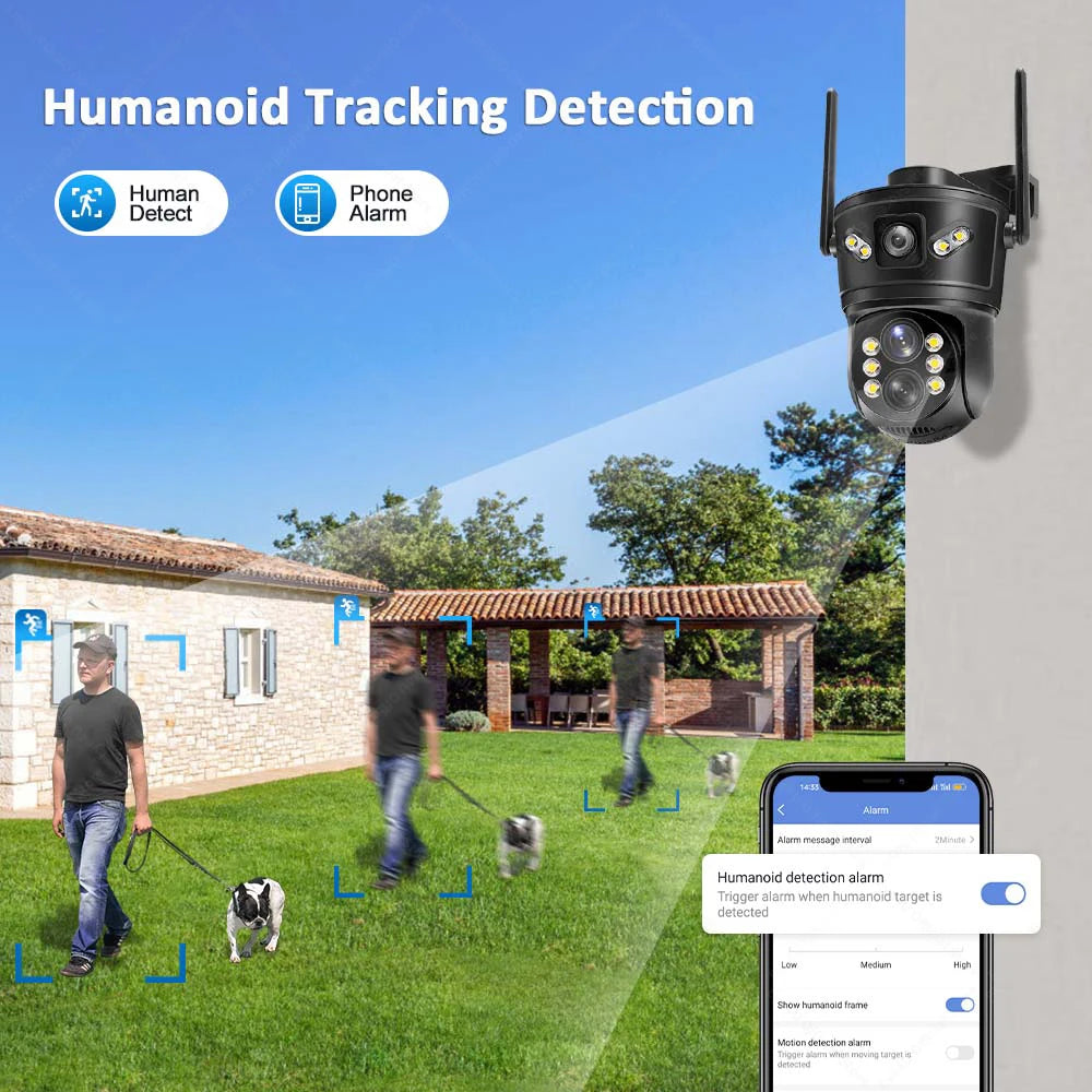 6K 12MP WiFi Camera Outdoor 10X Zoom Three Lens Dual Screen 8MP Security Cam Auto Tracking CCTV Video Surveillance PTZ Cameras Zpaxo