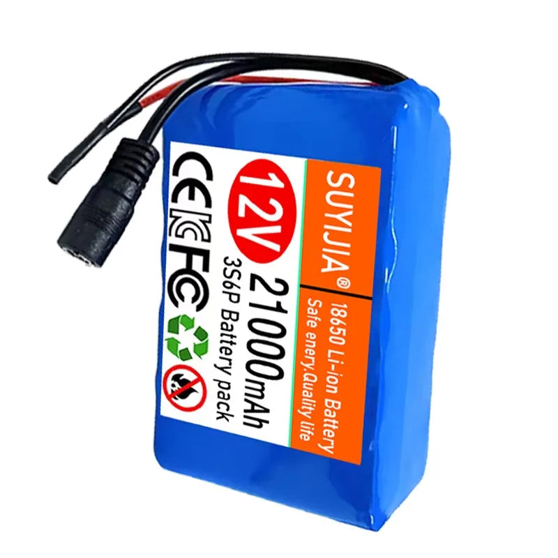 3S6P 12V 21000mAh Rechargeable 18650 Lithium Battery Pack DC 12.6V Charger with BMS for scooter CCTV Audio Amplifier Cam Monitor Zpaxo