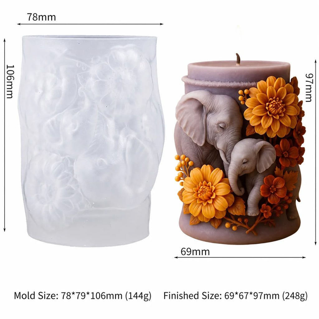 3D Elephant Silicone Candle Mold – Resin & Aromatherapy Craft Silicone Candle Mold Zpaxo color 1
