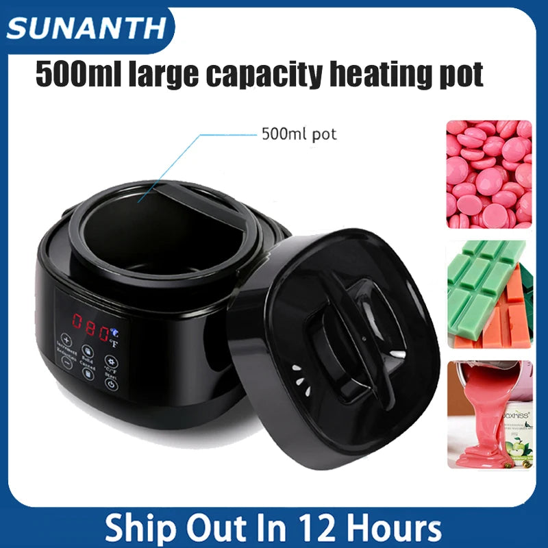500ML Wax Heater For Hair Removal Wax Melting Warmer Pot with LCD Temperature Display Hard Wax Melter Professional Tool Zpaxo
