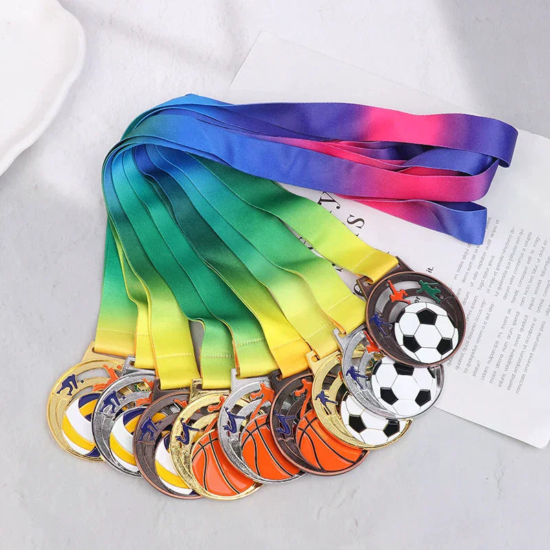 Winner Medal Kickball Medals Award With Neck Ribbon For Winner Reward Sports Metals Football Basketball Volleyball Prizes Zpaxo