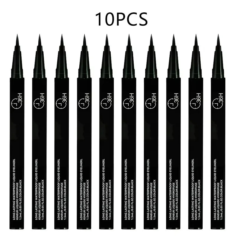 36-Hour Lock Lasting Liquid Eyeliner Pencil Waterproof Black Ink Pen Zpaxo 10Pc Black