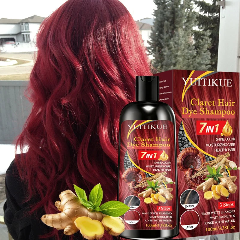 YUITIKUE Claret Color Shampoo 7-in-1 Gentle Hair Dye | Nourishing Hair Dye Shampoo Zpaxo