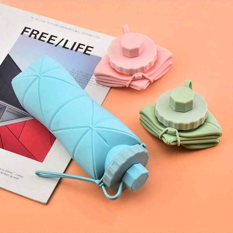 1Pc 600mlLarge Collapsible Silicone Cup-Portable Travel Water Bottle for Outdoor, Food-Grade with Fresh Colors, Foldable Design Zpaxo