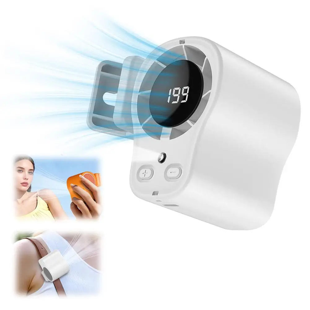 Portable USB Clip-On Fan | LED Display, 360° Rotation, Rechargeable Portable Clip-On Fan Zpaxo white