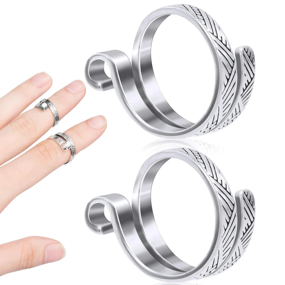 2pcs Adjustable Knitting Crochet Loop Ring Knittied Yarn Guide Finger Faster Holder Thimble Crocheters Thread Ring Sewing Tools Zpaxo 2Pcs Silver