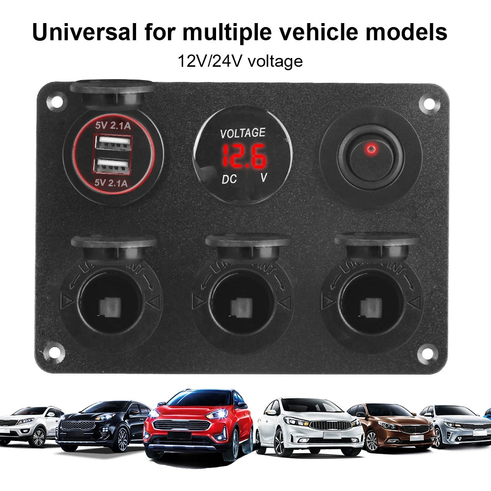 Dual USB Charger Toggle Switch Car Marine RV Multi Panel 4 2A