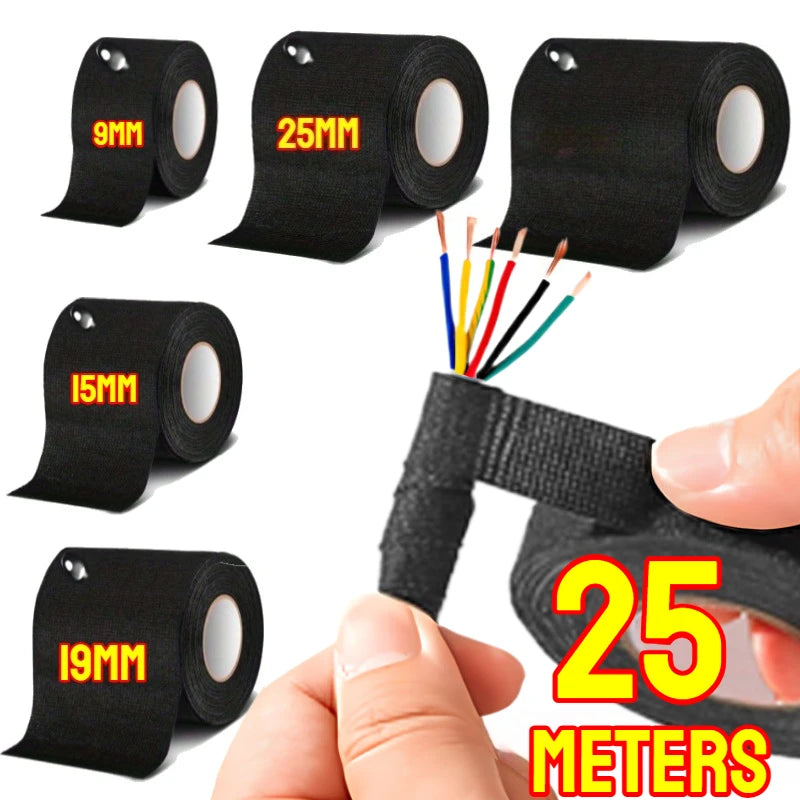 Electrical Insulating Tape Heat Resistant Harness Tape 9/15/50MM Car Cable Harness Wiring Loom Protection Waterproof Tape Zpaxo