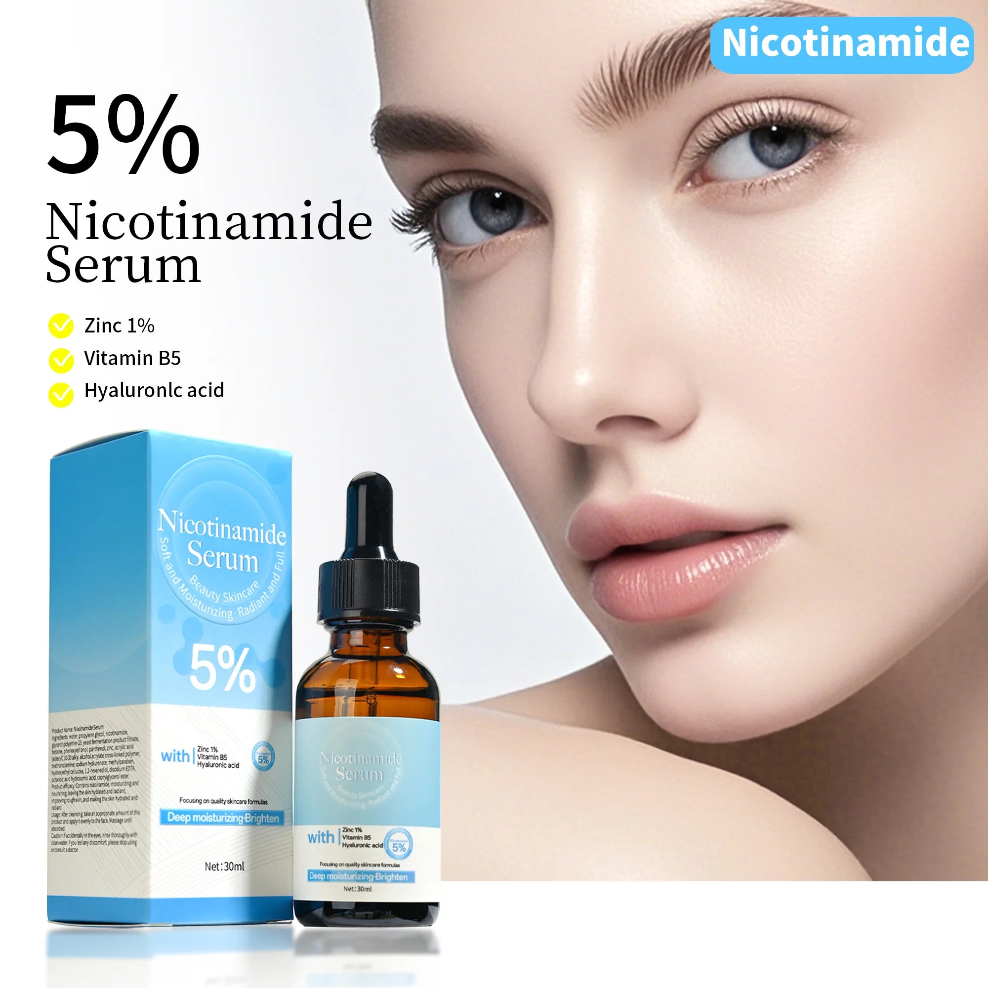 Nicotinamide & Vitamin B5 Brightening Face Serum | Moisturizing Brightening Face Serum Zpaxo